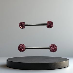 EVERLY CZ Disco Titanium Nipple Bars (Pair) - Silver Pink - Image 1