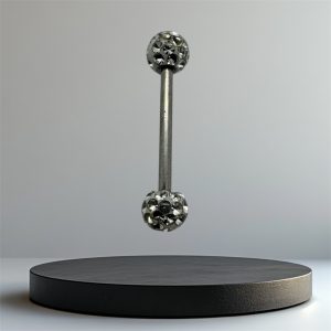 EVERLY CZ Disco Titanium Tongue Bar - Silver Clear - Image 1
