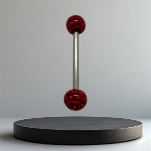 EVERLY CZ Disco Titanium Tongue Bar - Silver Red - Image 1