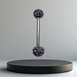 EVERLY CZ Disco Titanium Tongue Bar - Silver Purple - Image 1