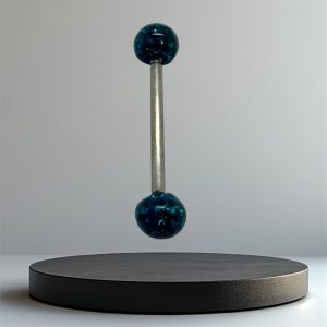 EVERLY CZ Disco Titanium Tongue Bar - Silver Teal - Image 1