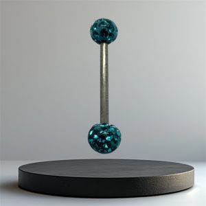 EVERLY CZ Disco Titanium Tongue Bar - Silver Light Blue - Image 1