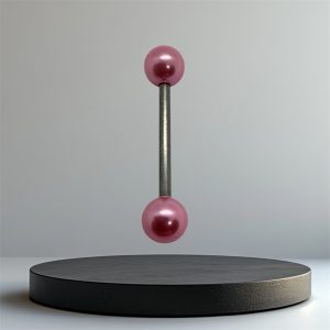EVERLY Pearl Titanium Tongue Bar - Silver Pink - Image 1